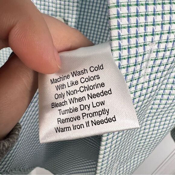 Sz S Egara Checkered Shirt with Blue and Green Pattern $50 MSRP NWOT - Picture 11 of 11